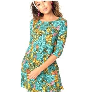 Smak Parlour Groovy Floral Cosmic Shift Dress Blue Psychedelic 60s Sz XS #28